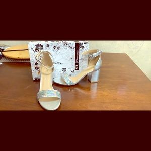 Silver block heels
